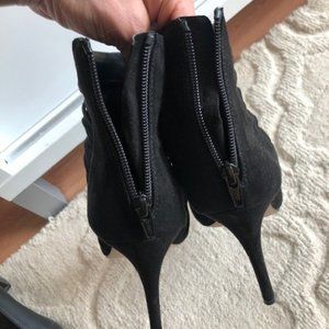 BCBG Open Toe Spiked Black Booties (3 1/4")